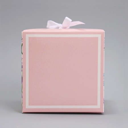 Gift folding box, packaging, “from March 8, delicate flowers”, 12 x 12 x 12 cm-4