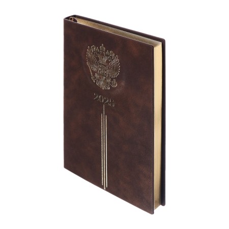 Dated 2025 diary, A5, 176 sheets of Escalada, solid cover of artificial leather, 3D design, foil, liescam embossing, cream block 70 g/m2, brown-2
