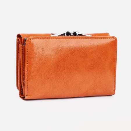 Women's wallet on the button, orange color-1