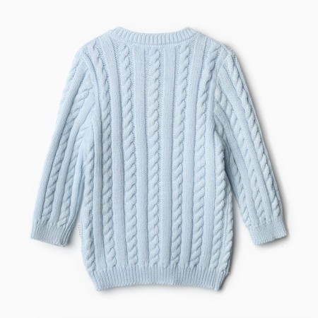 Knitted set (jumper, trousers, hat), blue color, height 68 cm-3