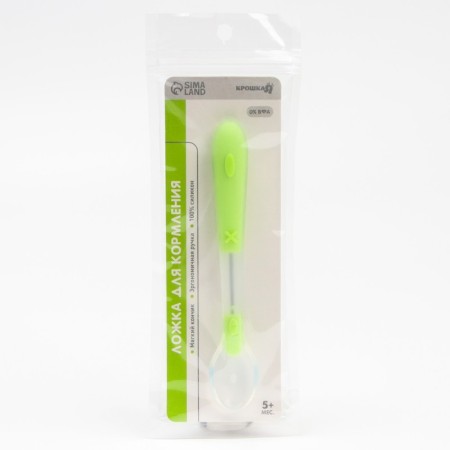 Spoon for nursery for feeding silicone, from 5 months, green color-1