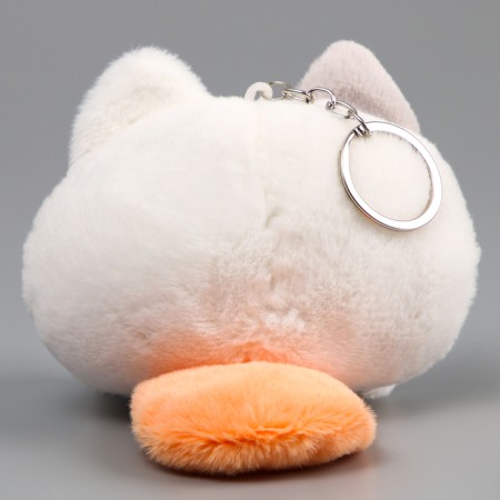 Soft toy "Kitik-shred" on a key fob, 11 cm, white-gray color-2