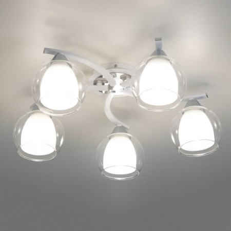 Ceiling chandelier Citilux "Christie" CL152150, 54x54x19 cm, 5x75W, E27, white color-3