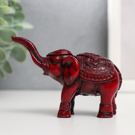NECKE Polystone "Elephant in Popon" Dark Red 9.5x5x5.5 cm-2