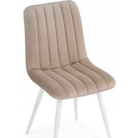 Stool on the metal frame Dani metal/velor, white/beige 43x48x85 cm-4