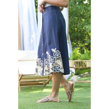 Female skirt, size 44, blue color-7