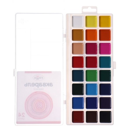 Watercolor 24 colors Gamma "Ornament", honey, without brush, plastic packaging, euro suspension-2