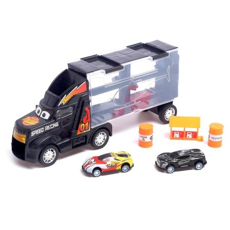 Garage Children's "Carrier" Carrier, 2 metal machines and road signs, mix-3