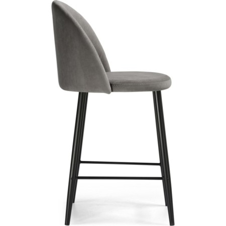 Metal amisore stool/velor, black/gray 48x53x95 cm-2