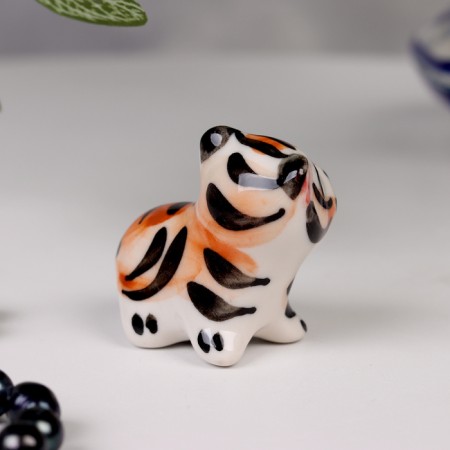 Сувенир "Тигр", малый, гжель, цвет-3