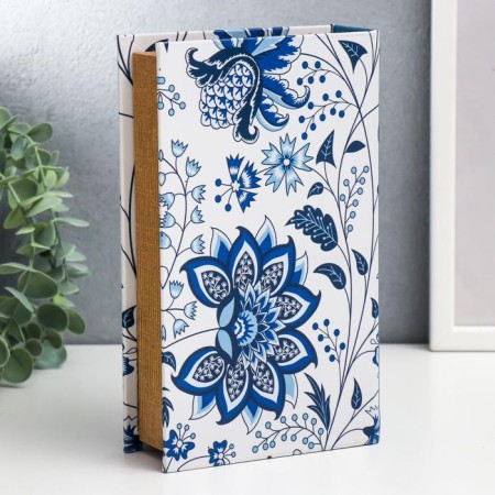 Safe-book wood to the leatherette "Fairytale blue flowers" 21x13x5 cm-4