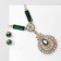 Set 2 objects: earrings, pendant “dew” flower, green-white color in gold, 48 cm