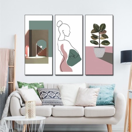 Sticker Plastic Interior triptych "Abstraction. Girl" set 3 sheets 29.5x61 cm