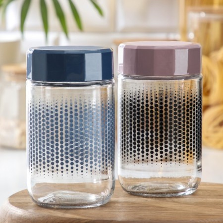 Glass Bank for bulk products "Circles", 600 ml, color mix-2