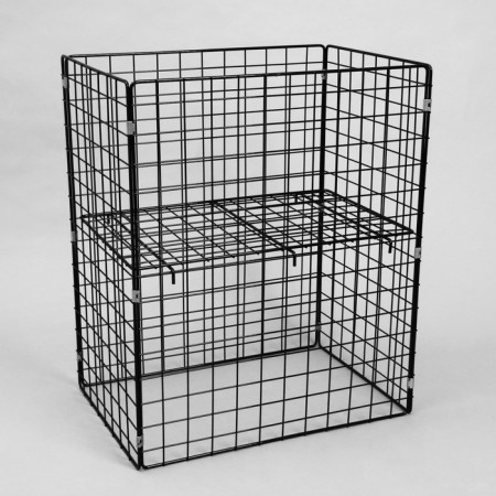 The basket-drill is folding, on wheels, 1 shelf, 60 × 40 × 80 cm, black color is black-9