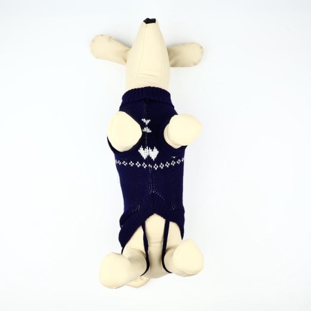 Clothing for dogs. Knitted sweater with "New Year" ornament, blue, size S-5