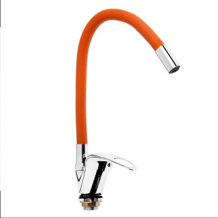 Kitchen mixer Zein Z2114, single -leaf, flexible surge, 40 mm cartridge, orange/chrome-4