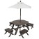 Children's garden furniture, 4 benches, picnic table, umbrella, gray-blue