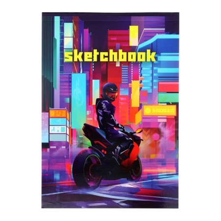 Sketchbook A5 48 sheets "motorcyclist", KBS, cardboard cover, offset block 70 g/m2