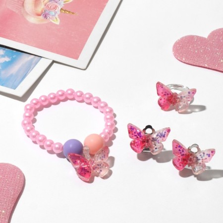 Set of children's "chosen" 3 subjects: clips, bracelet, ring, butterfly, colored