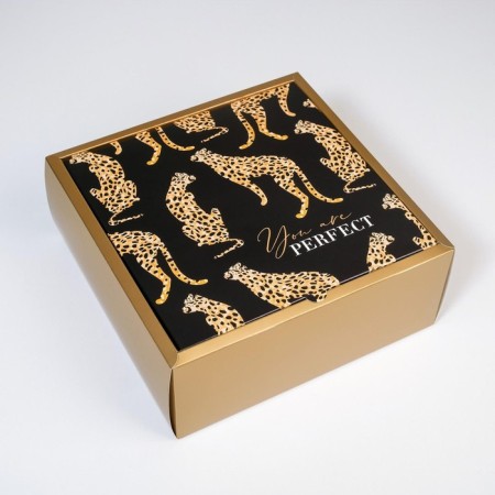 Gift folding box, packaging, Leopard, 25 x 25 x 10 cm