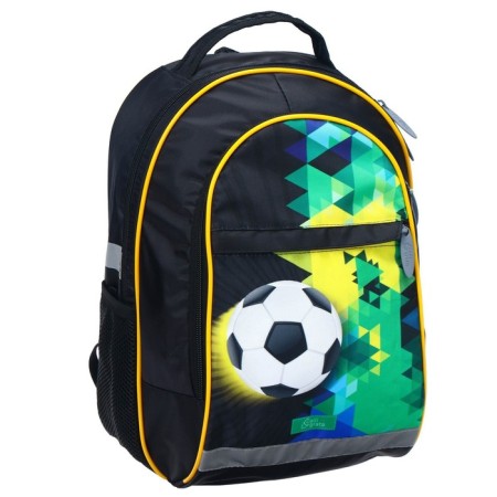 School backpack, 39 x 24 x 19 cm, ergonomic back, calligrata a "football", black-17