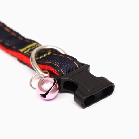 Collar "jeans", red lining, 24-34 x 1.5 cm-3