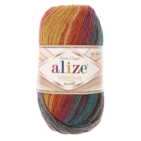 Yarn "Superlana Klasik Batik" 25% wool, 75% acrylic 280m/100g (4276)-1