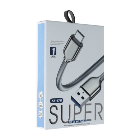 Type -C cable - USB, 6 A, PVC braid, 1 meter, white-3