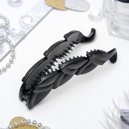Hair banana "Classic" leaflets, 10 cm, black-1