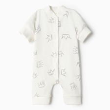 Песочник Bloom Baby Короны с кор. рукавом, р. 74 см, молочный