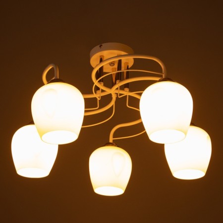 Miley chandelier 5x60W E27 white, gold 45x53x46cm-2