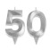 Candle in the cake jubilee "line" (set 2 in 1), number 50, silver metallic, 6.5 cm