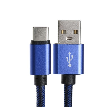 Type- C cable - usb, 2.1 a, nylon braid, 2 meters, blue-1
