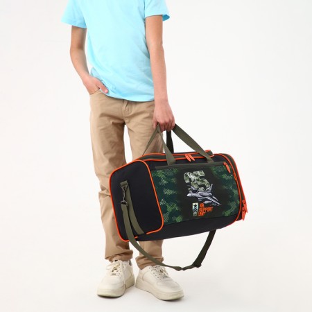 Fitness bag with a zipper, shoe department, outer pocket, black color/hack-3