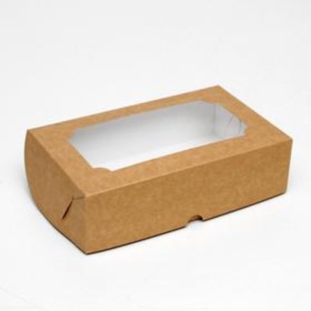 Folding box with a window for marshmallows, craft, 25 x 15 x 7 cm