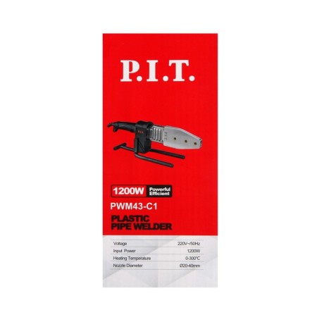 A device for welding plastic pipes P.I.T., 1200 W, 0-300 °, nozzles 20.25.32.40 mm, case-7