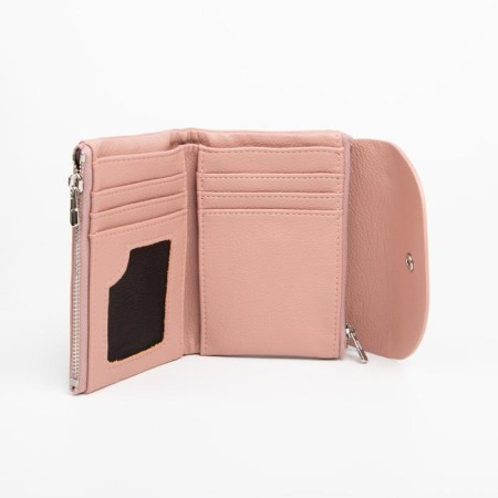 Women's wallet on the button, pink color-2