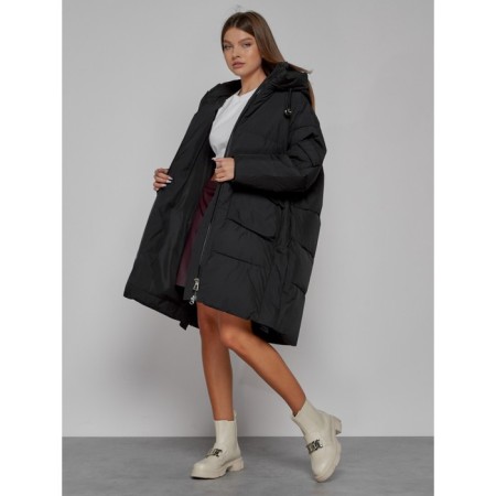 Coat insulated winter female, size 44, black color-14