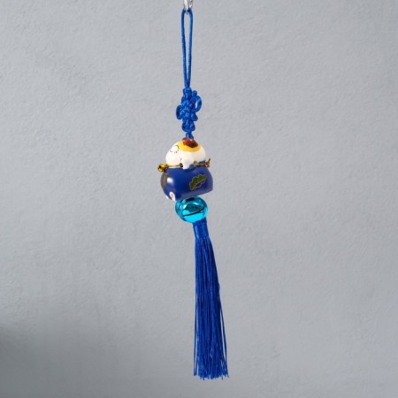 Suspension Ceramics with bells "manei-nako" blue 3.5x3.7x26 cm-3