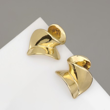 Earrings Metal "Modern" Distortion Mini, Color Gold