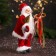 Santa Claus "In a caftan with fur and patterned staff" 30 cm, white-red