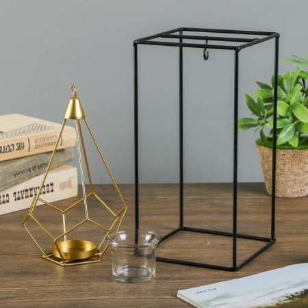 Summary Metal for 1 candle "Pyramid in a rectangle" 26x13x13 cm-3