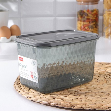 Container for freezing and storage of products "Crystal", 1.7 l, 18 × 12.5 × 11 cm, color black