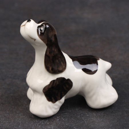 Porcelain figurine "American Cocker Spaniel Black and White", 8 cm, copyright painting-1