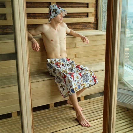 Set for the sauna Ethel "Real Man" Kilt 75*144 cm + hat, waffle 200g/m2, 100% HL