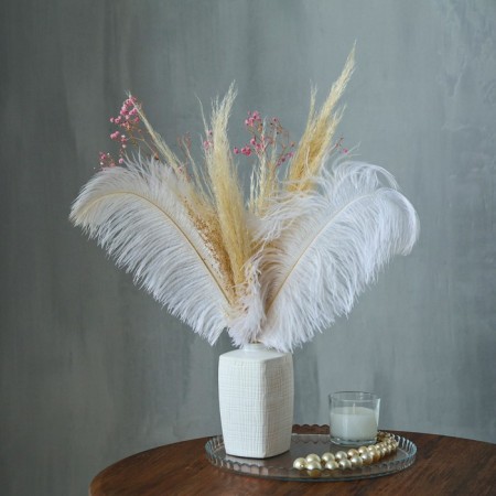 Feather for decor, size: 30-35 cm, white color-2