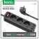 The Hoco NS2 network filter, 3 outlets, 4000 W 16 A, Type-C PD 20 W, 3 USB 2.4 A, 1.8 m, black