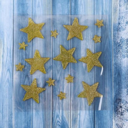 Stick on glass "Golden Starks" (set 15 pcs) 18.5x18.5 cm