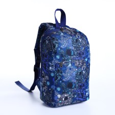 Baby backpack on lightning, 2 external pockets, blue color